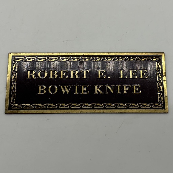Vtg Robert E Lee Bowie Knife 3" Metal Display Plaque Label Flat General Military - Picture 1 of 4